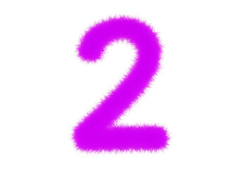 Fototapeta premium Fluffy purple number two isolated on transparent background