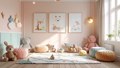 Colorful & Playful Interior Backgrounds with Pastel Elements