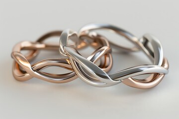 Naklejka premium A 3D render of two interlocking rings 