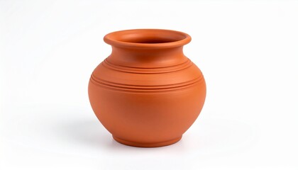 Clay vase or pot isolated on white background. Detailed high quality image. 