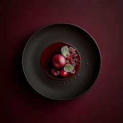 Dark Red Dessert Sphere Plate.