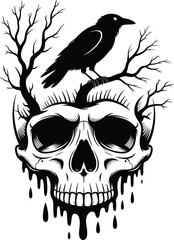Obraz premium Crow skull svg Bundle, Raven skull svg