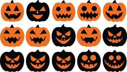 A Collection of Spooky and Fun Jack-o'-Lantern Faces for Halloween Celebrations