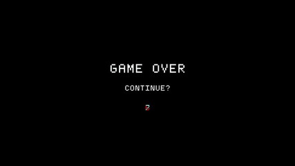 Classic arcade retro pixel game over text animation with glitch VHS effect on transparent background - Powered by Adobe