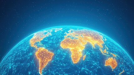 Digital earth globe network connection technology. Global world network system. Internet, communication, technology, data and connection. Modern digital visualization, abstract background, science