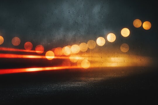 Dark scene with vibrant orange and red lights