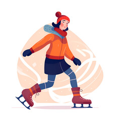 Obraz premium Joyful Girl Ice Skating in Winter Wonderland