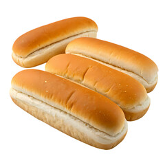 Four Hot Dog Buns isolated on transparent background