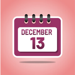 December 13 Professional Calendar Graphic