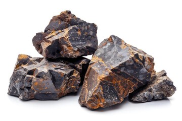 Obraz premium Mineral stone isolated on white, Igneous rocks, white background.