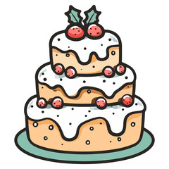 christmas cake, food, christmas, festival, vector, transparent background, cake, celebration, icon, tasty, party, delicious, birthday