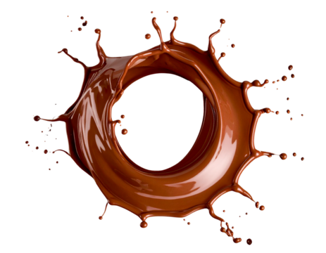 Abstract Artistic Chocolate Splash with Droplets, Dark Background