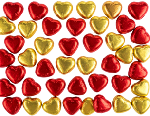 Romantic Heart Chocolate Candies with Red Foil Wrapping