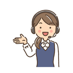 ヘッドセットをして笑顔で案内しているオペレーターの女性