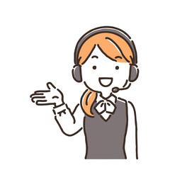 ヘッドセットをして笑顔で案内しているオペレーターの女性
