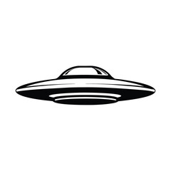 UFO Spaceship Silhouette Isolated Alien Spaceship Icon Design