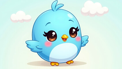 Obraz premium A charming cartoon bird character with bright colors, playful details, and an expressive, cheerful style. Designed with a cute and friendly appearance, this illustration is perfect for children’s book