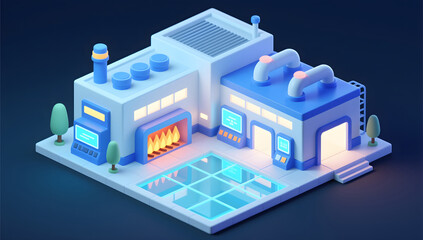 factory industrial manufacturing technology engineering automation smart workshop illustration