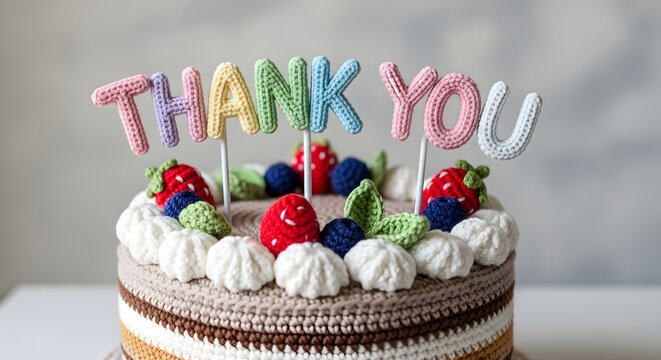Crochet Thank You Cake Topper