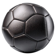 Black and Textured Soccer Ball with Distinct Hexagonal Pattern on a White Background