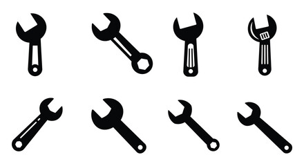Fototapeta premium Collection of various wrenches in different styles and positions