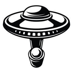 UFO Flying Object with Simple Design on White Background
