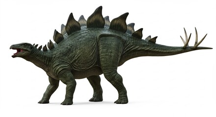 Fototapeta premium Stegosaurus Modell detailliert gezeichnet leuchtendes Gruen prachtvolle Darstellung. AI Generated