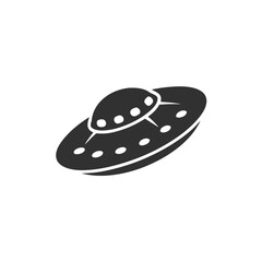 UFO Icon Flying Saucer Alien Spaceship on White Background