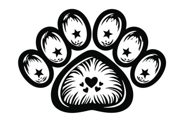 Isolated Black Paw Print on White Background Animal Claw Mark