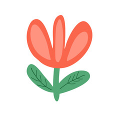 Cute flower kids drawing, flower kidcore vector illustration