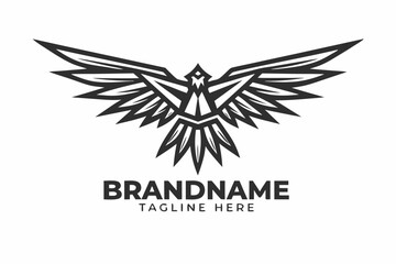 Obraz premium Stylized Eagle Emblem, Sharp Wings, Bird Icon, Ornamental Fowl, Design