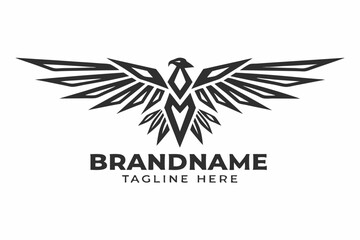 Striking Geometric Phoenix with Sharp Lines on White Background Design