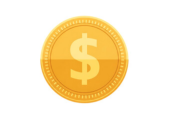 Fototapeta premium Shiny gold dollar coin symbol representing wealth prosperity and financial success transparent background