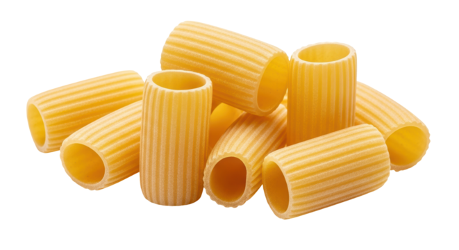 Isolated Rigatoni Pasta Pile