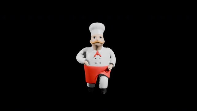 3d render chef dancing Salsa dance. prores 4444