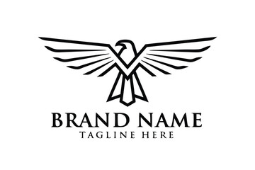 Obraz premium Minimalist Eagle Logo with Geometric Design on White Background