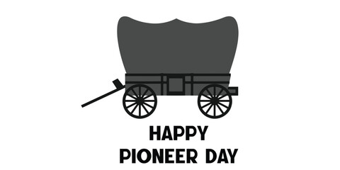 Happy Pioneer Day Covered Wagon Illustration Vector