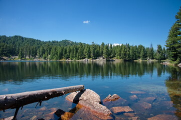 Scenic view of Hrid lake in Montenegro