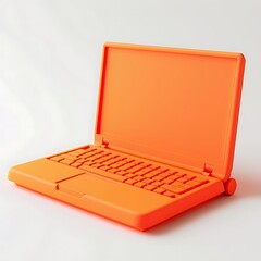 A bold orange 3D toy laptop 