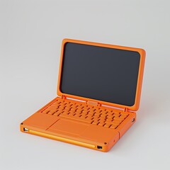 A bold orange 3D toy laptop 