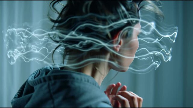 Gaslight manipulation toxic narcissism. A person experiencing stress with hands on their head.