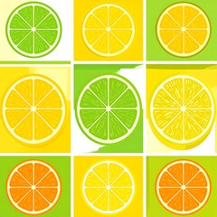 Fototapeta premium Citrus slices in a vibrant pattern