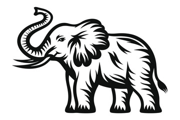 Majestic Elephant Head Design with Bold Black Outline on White Background