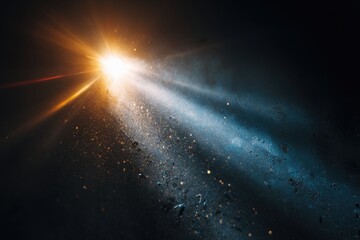 Bright light beams illuminating dark surface