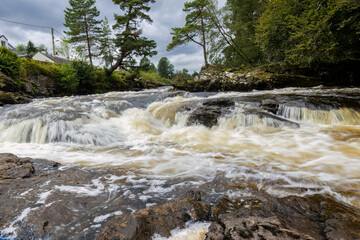 Falls of Dochart rapids in Killin, Tayside, Scotland
