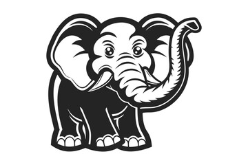 Minimalistic Elephant Standing Upright with White Background