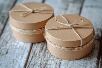 Eco Gifts Kraft Boxes on Wood.