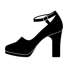 Obraz premium Elegant Black Ankle Strap High Heel Shoe Silhouette: Fashion Icon Graphic