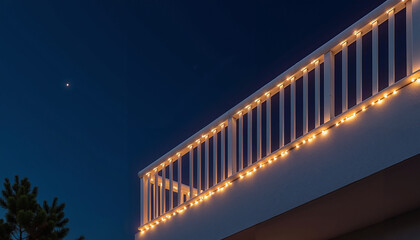 Obraz premium House decorated with fairy lights at night against a dark sky 