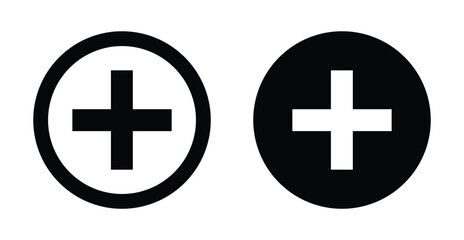 Two oval shapes with plus signs one black one white